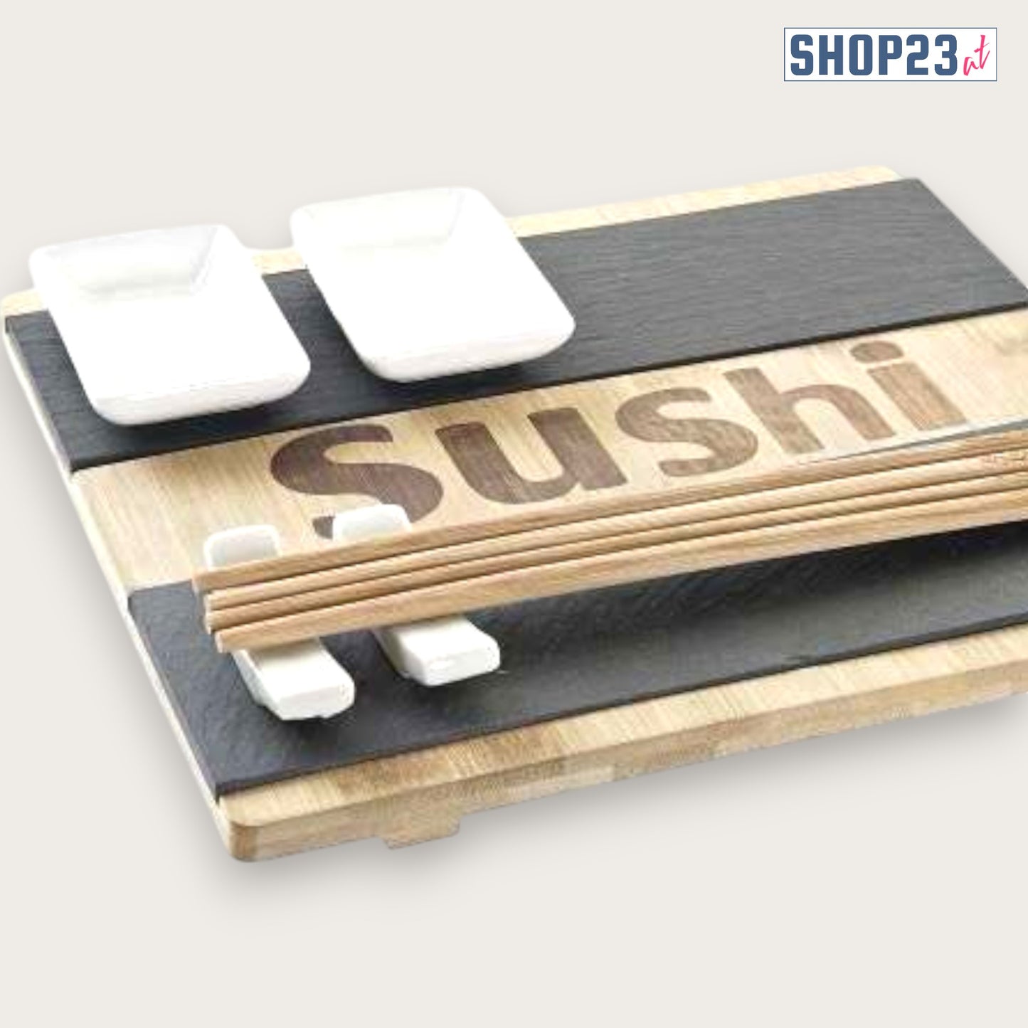 Sushi-Servierbrett aus Bambus und Schiefer – Mit Zubehör für den perfekten Sushi-Genuss