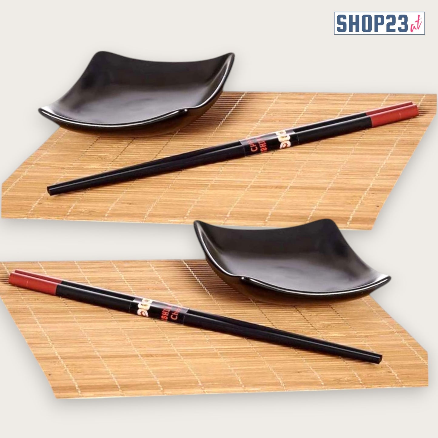 6-teiliges Sushi-Set für 2 Personen – Bambus und Schwarz