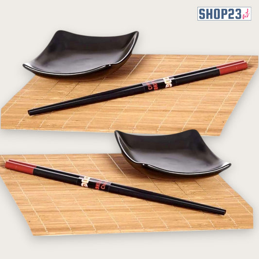 6-teiliges Sushi-Set für 2 Personen – Bambus und Schwarz