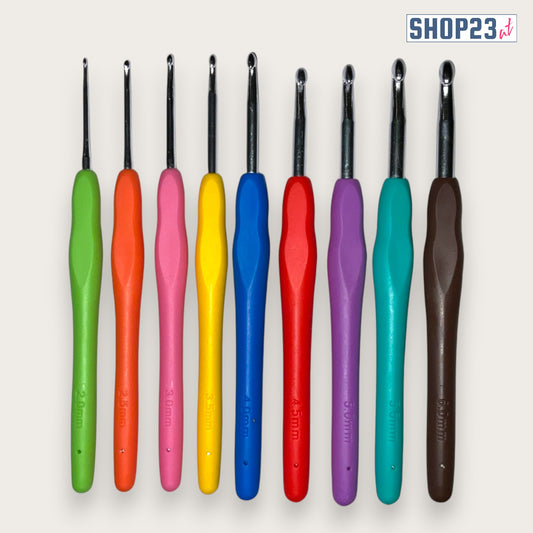 Ergonomisches Häkelnadel-Set ErgoColor – 9-teilig, 13,5 cm lang