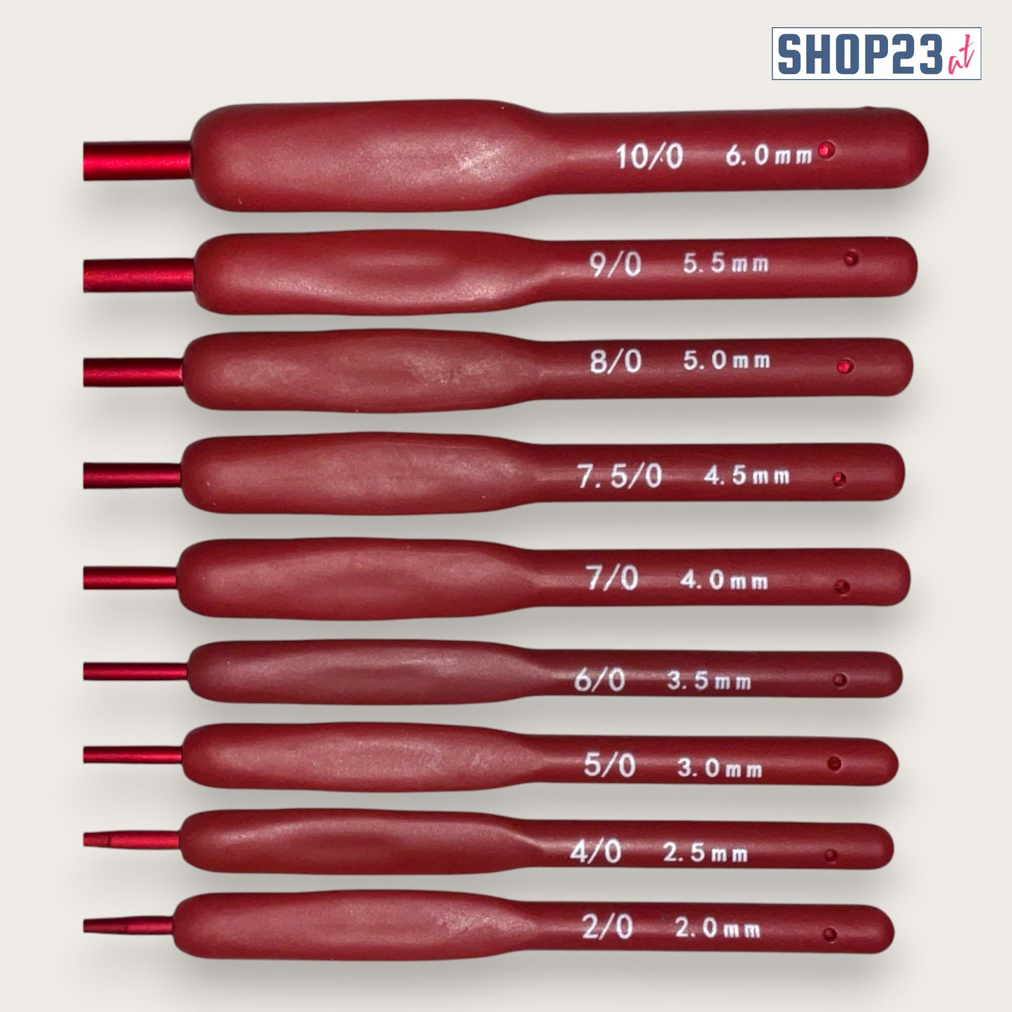 Ergonomisches Häkelnadel-Set RedComfort – 10-teilig, 13,7 cm lang