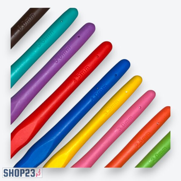 9-teiliges Häkelnadel-Set – Farbcodiert & ergonomisch – Größen 2,0–6,0 mm
