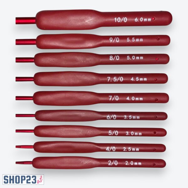 10-teiliges Häkelnadel-Set – Ergonomische Griffe & Aluminiumhaken – Größen 2,0–6,0 mm