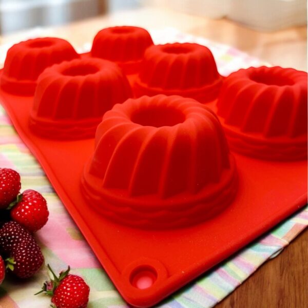 Silikon-Backform „Lion Cake“ Rot – 6 Mini-Gugelhupf Ø 7,2 cm – BPA-frei, Antihaft, Hitzebeständig